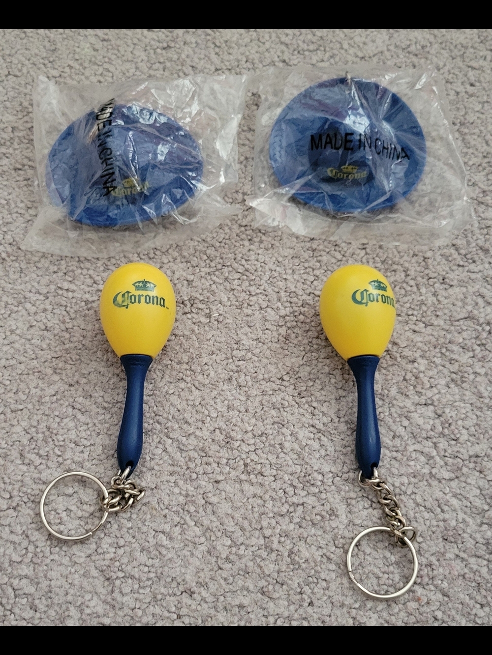 Corona Maraca/Sombrero Keychains-New